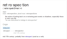 Dictionary meaning - Retrospection